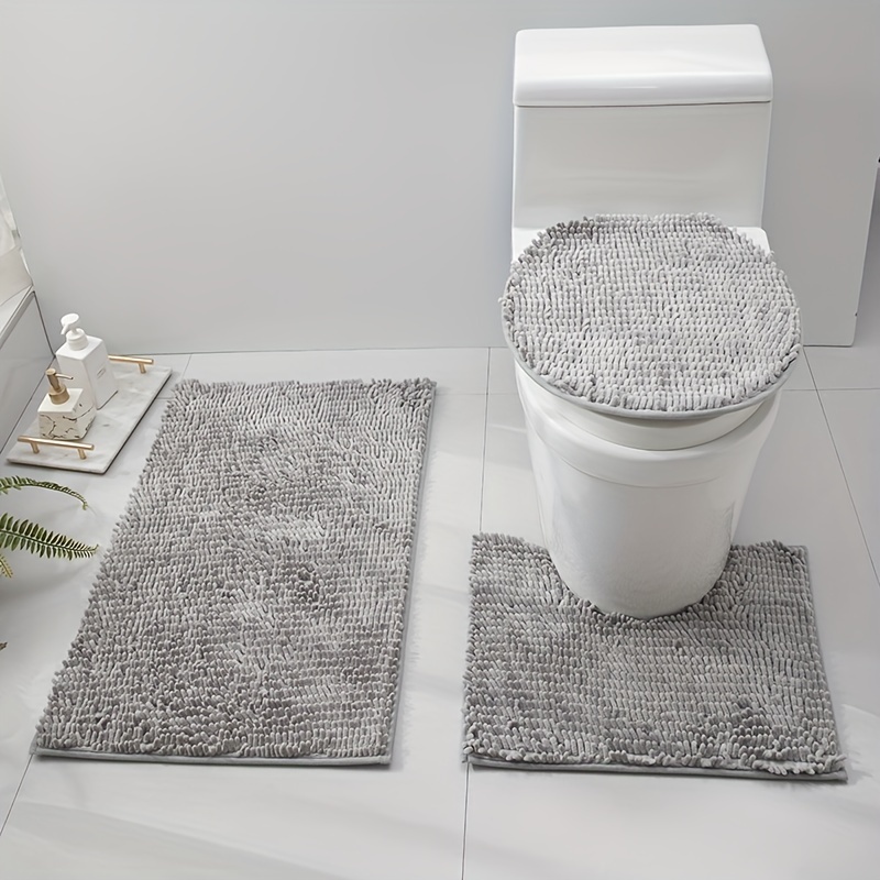 Set di tappeti da bagno moderni in marmo a 3 pezzi con coperchio