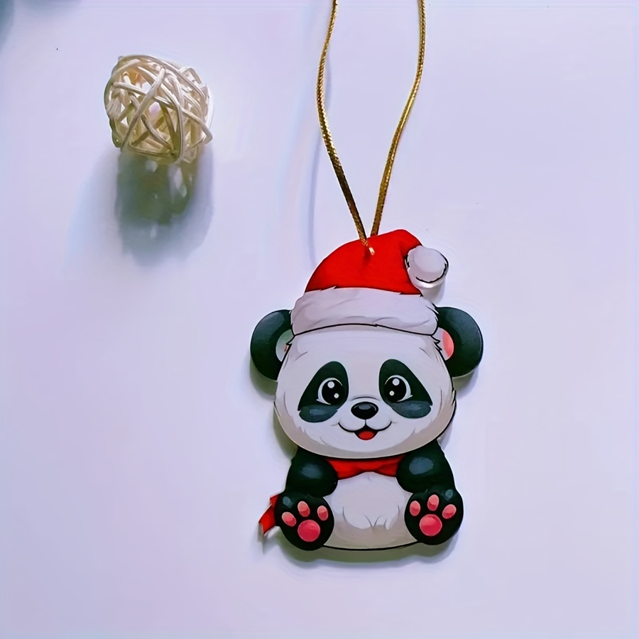 Cute Panda Acrylic Pendant 2d Christmas Tree Decoration - Temu