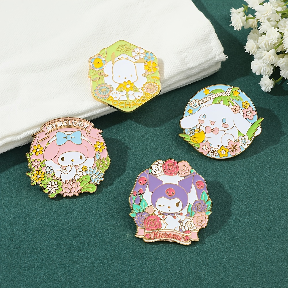 G-Ahora Kuromi Brooch Black My Melody Enamel 12pcs Lapel Pin for Children Women Clothing Backpack Decoration Gift
