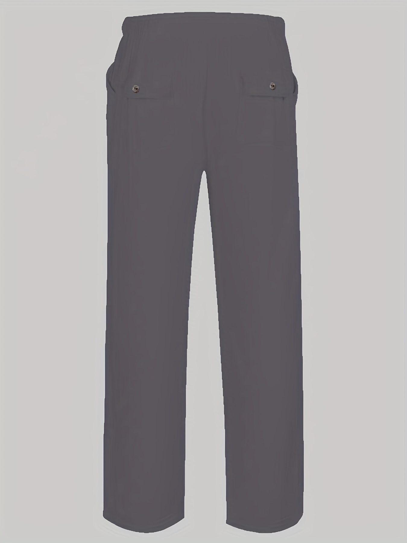 mens cotton linen blend long pants loose elastic waist large pocket trousers