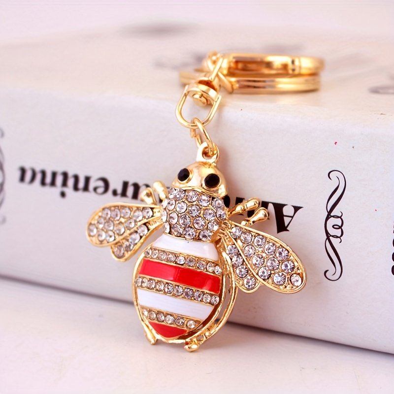Creative Crystal Inlaid Artificial Diamond Bee Car Key Chain