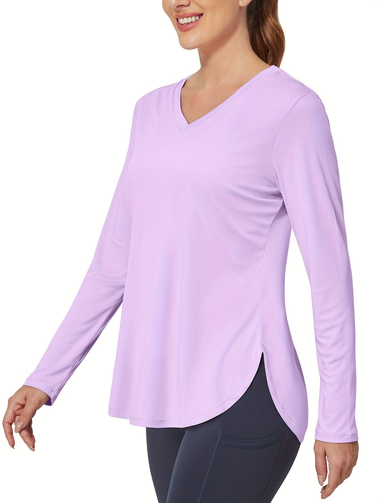 Ptula Womens Long Sleeve Tee Shirt Purple Medium M Thumbholes P’tula  Activewear