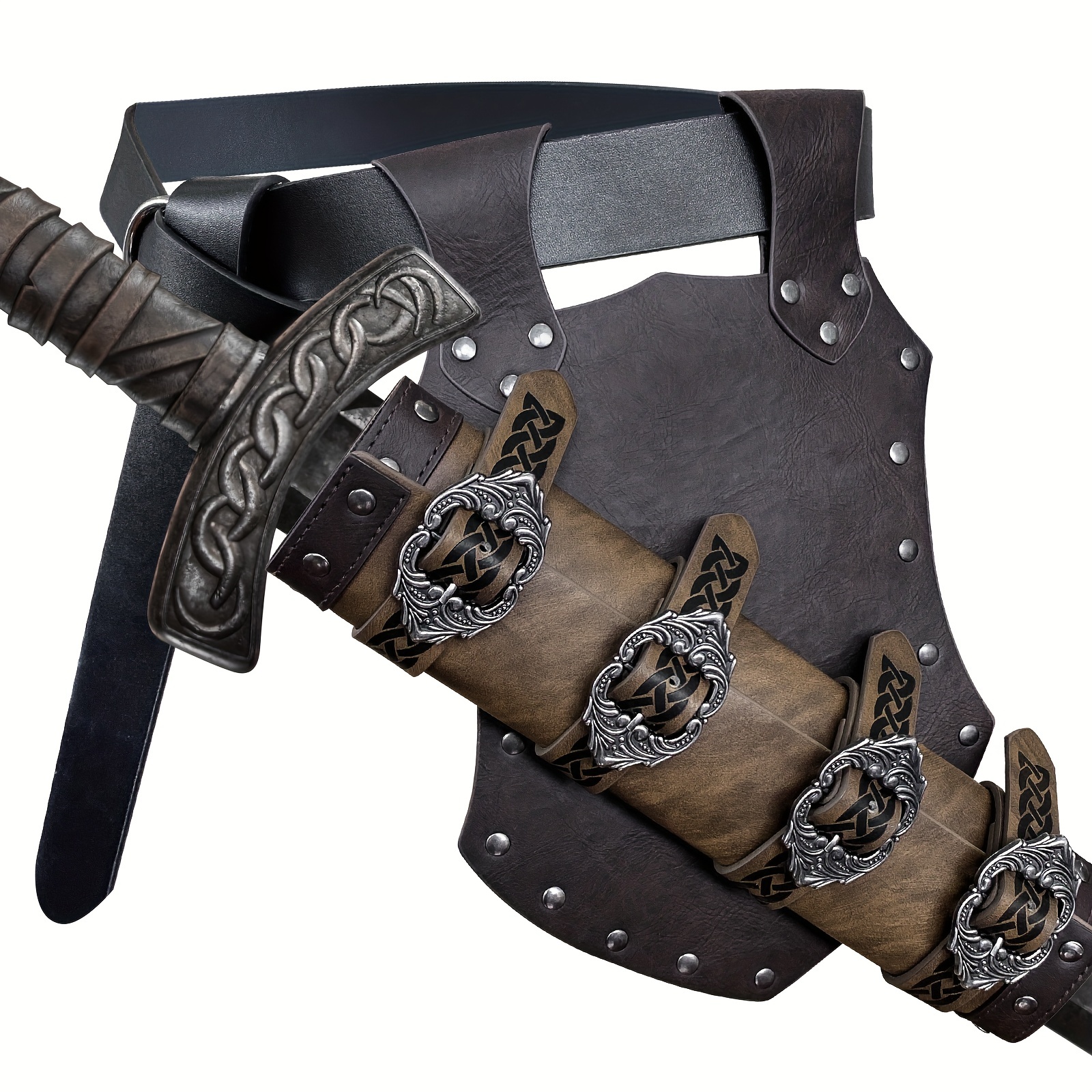 1 2 3pcs Mens Medieval Faux Leather Sword Frog Vintage Middle Ages Sword  Holster Mercenary Knight Adjustable Dagger Holster, Check Out Today's  Deals Now