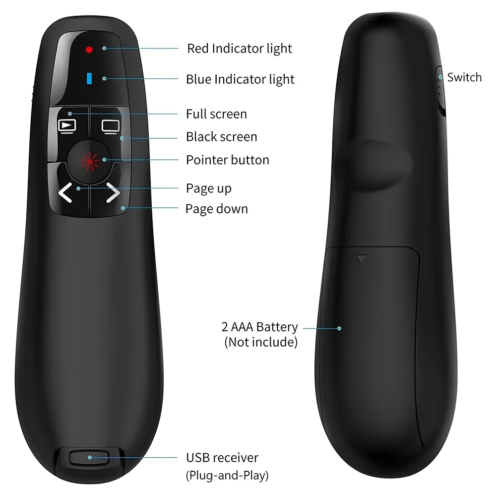 Presentation Clicker Wireless Presenter Remote, PowerPoint Clicker Computer  Clicker with Red Light, Clickers for PowerPoint Presentations Slide