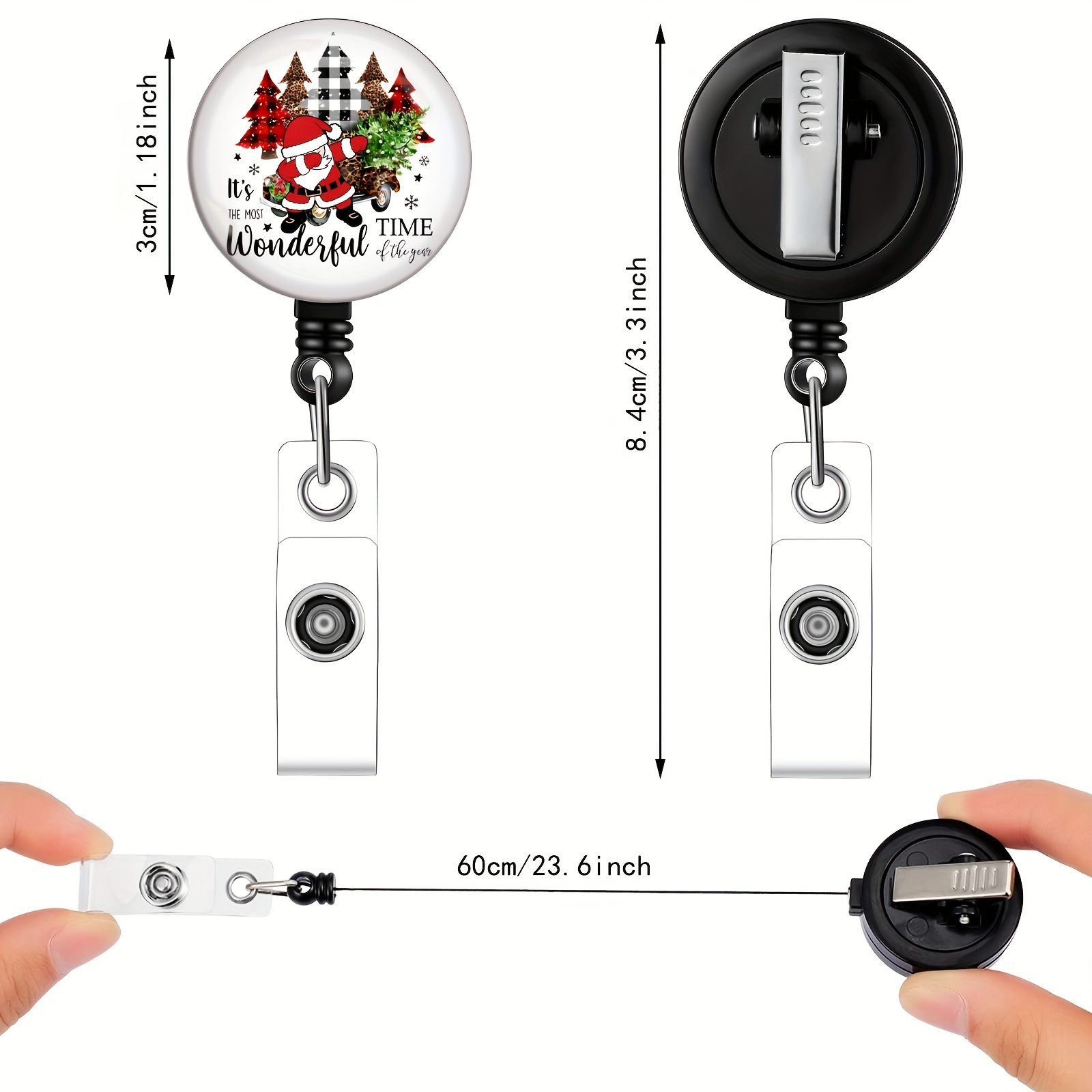 1pc Christmas Retractable Badge Holders, Christmas Badge Reel Holder With  Metal Clip Reel ID Card Badge Lanyard Tag Keychain Card For Office Nurse, Ch