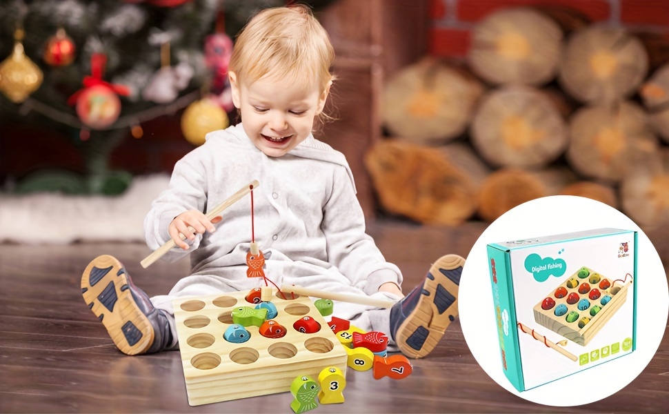 Montessori Toys Wooden Magnetic Fishing Game Education - Temu
