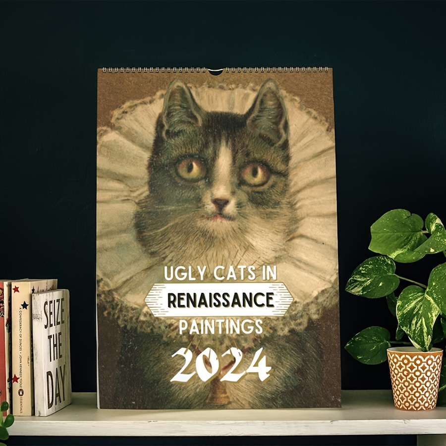 1 Pièce 2024 Calendrier De Chats En Colère, Calendrier D'art Mural