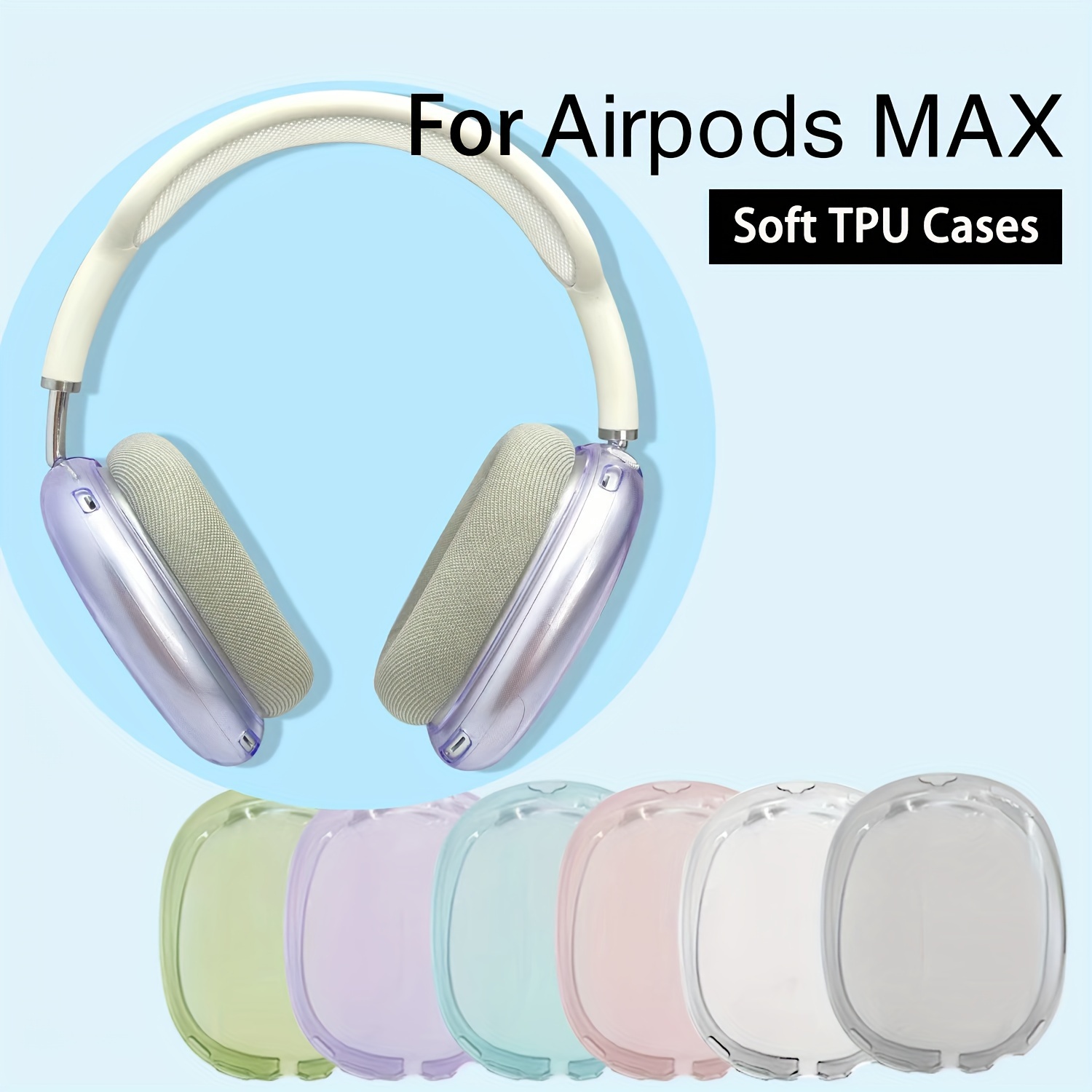 Funda para auriculares AirPods Max, TPU suave y transparente antiarañazos,  accesorios transparentes, funda ultra protectora para Apple AirPods Max