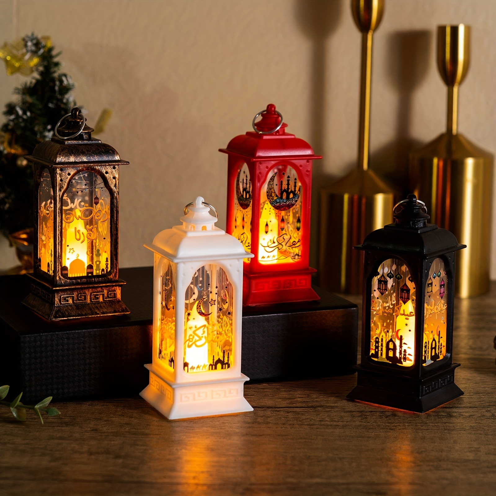Ramadan Lampe décorative lanterne de décoration Ramadan, lanterne  décoration de lune d'étoile lanterne vintage décoration de Ramadan, lumière