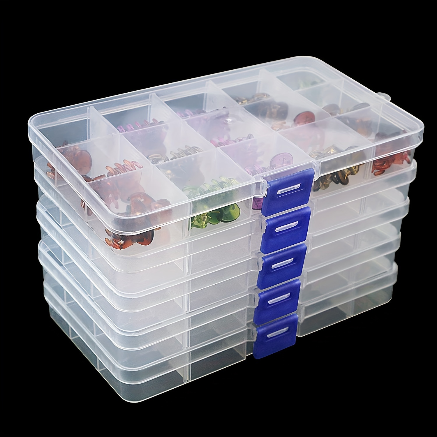 2pcs of Clear Plastic Storage Bead Container Box Case,15 Compartments  Hinged Lid Storage DIY Projects Craft Supplies 150x94mm 