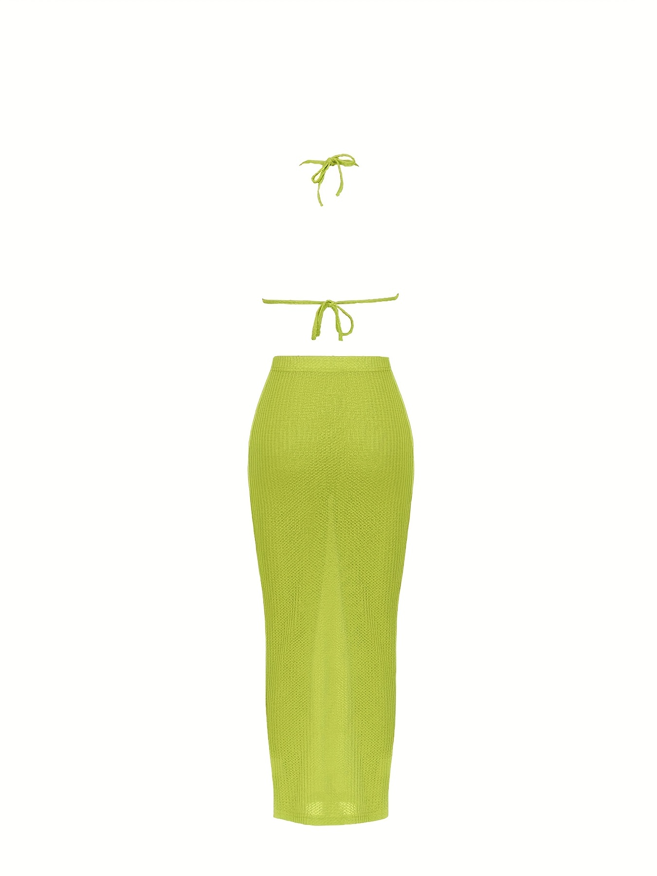 Cropped Vest & Pencil Skirt Set Tie Back High Waist Outfit Women's Clothing