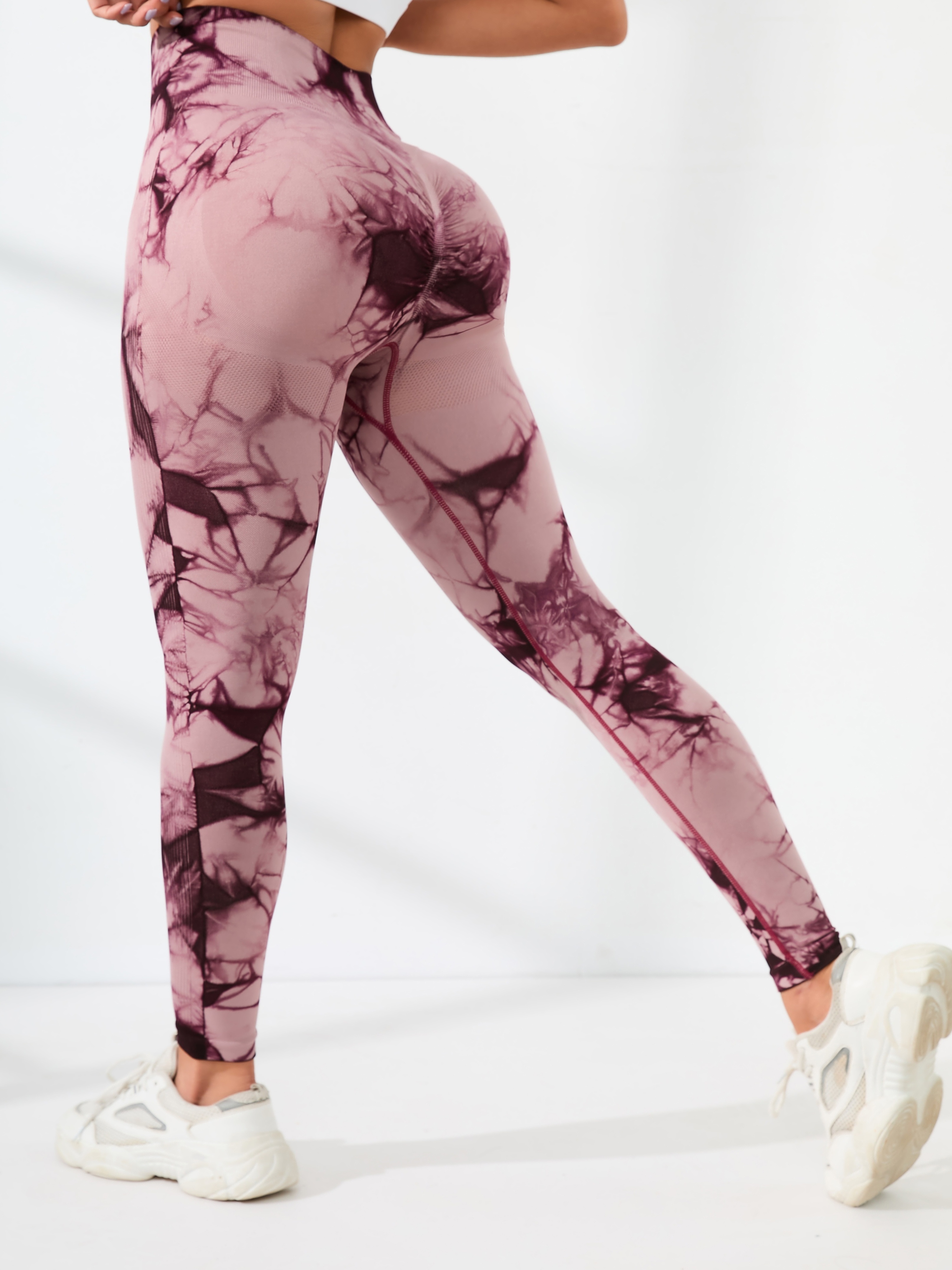 Yelete Womens Performance Ombre Dip Dye Workout Pant Leggings, Pink 