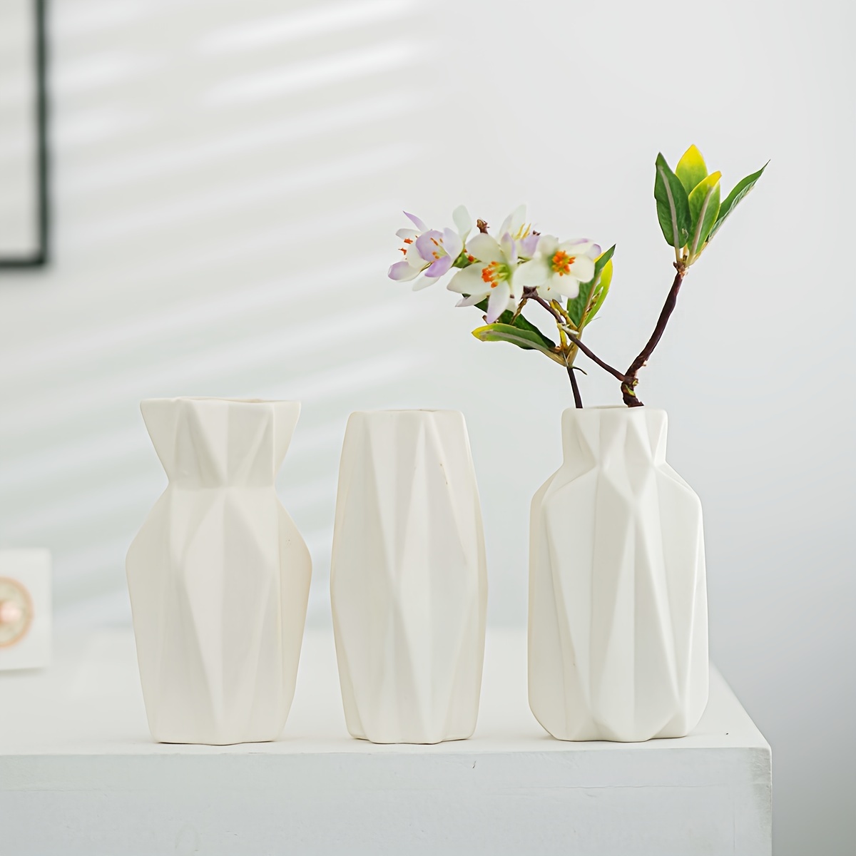 Jarrón de cerámica blanca de 10 pulgadas, moderno para decoración del  hogar, jarrones bohemios para hierba de las pampas, jarrones blancos  decorativos