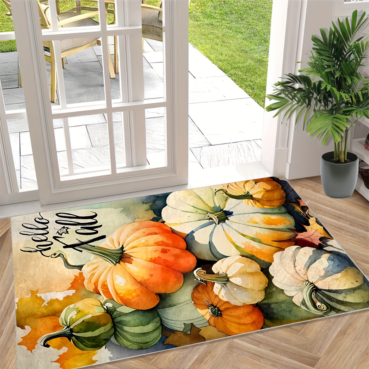 Fall Pumpkin Kitchen Mat Set of 2 Non Slip Thick Kitchen Rugs and