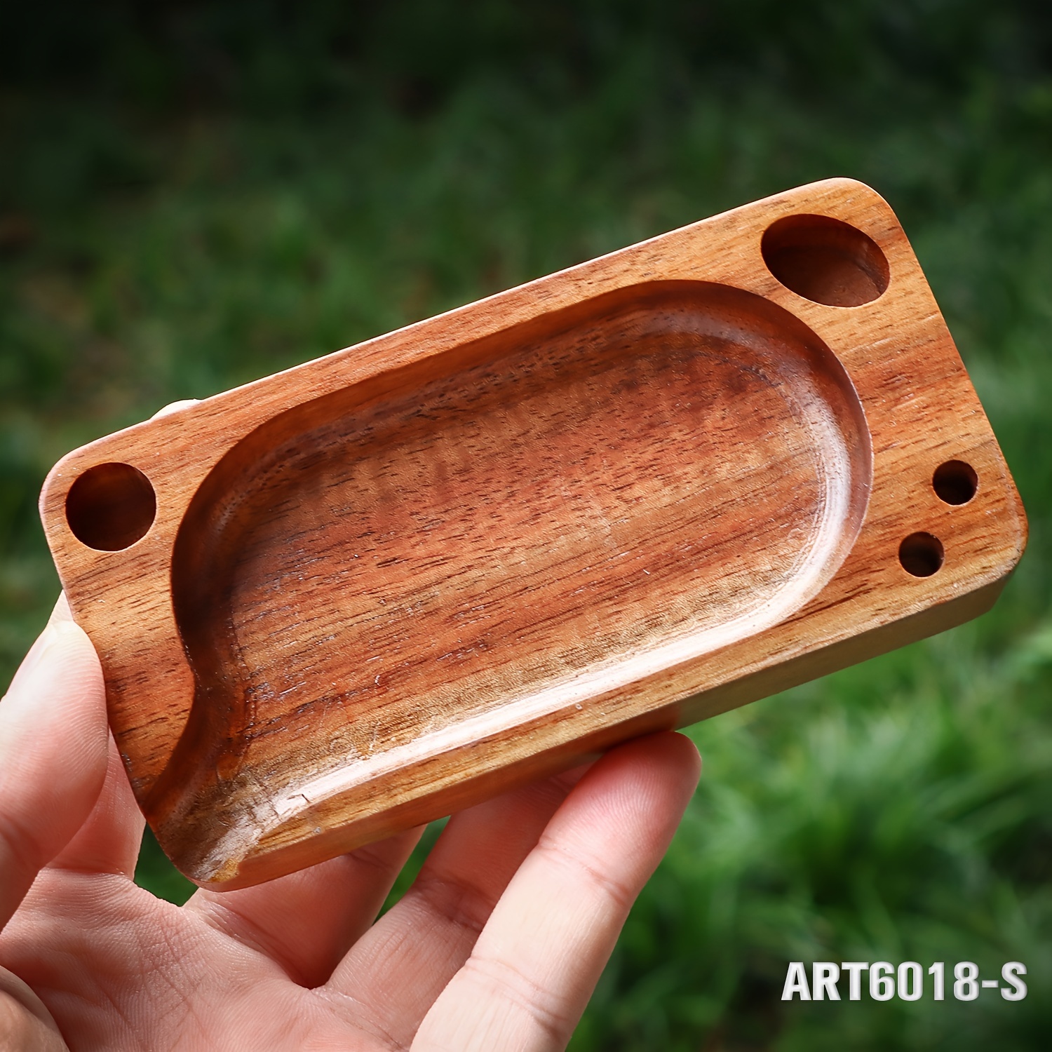 1pc,Small bamboo rolling tray, Mini wooden rolling Tray, cigarette tray  with rolling surface, Smoking tray with 1 cleaning brush (5.2 x2.95)