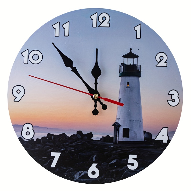 1pc Relojes Pared Decoración Sala , Faro Sunset Lake Superior