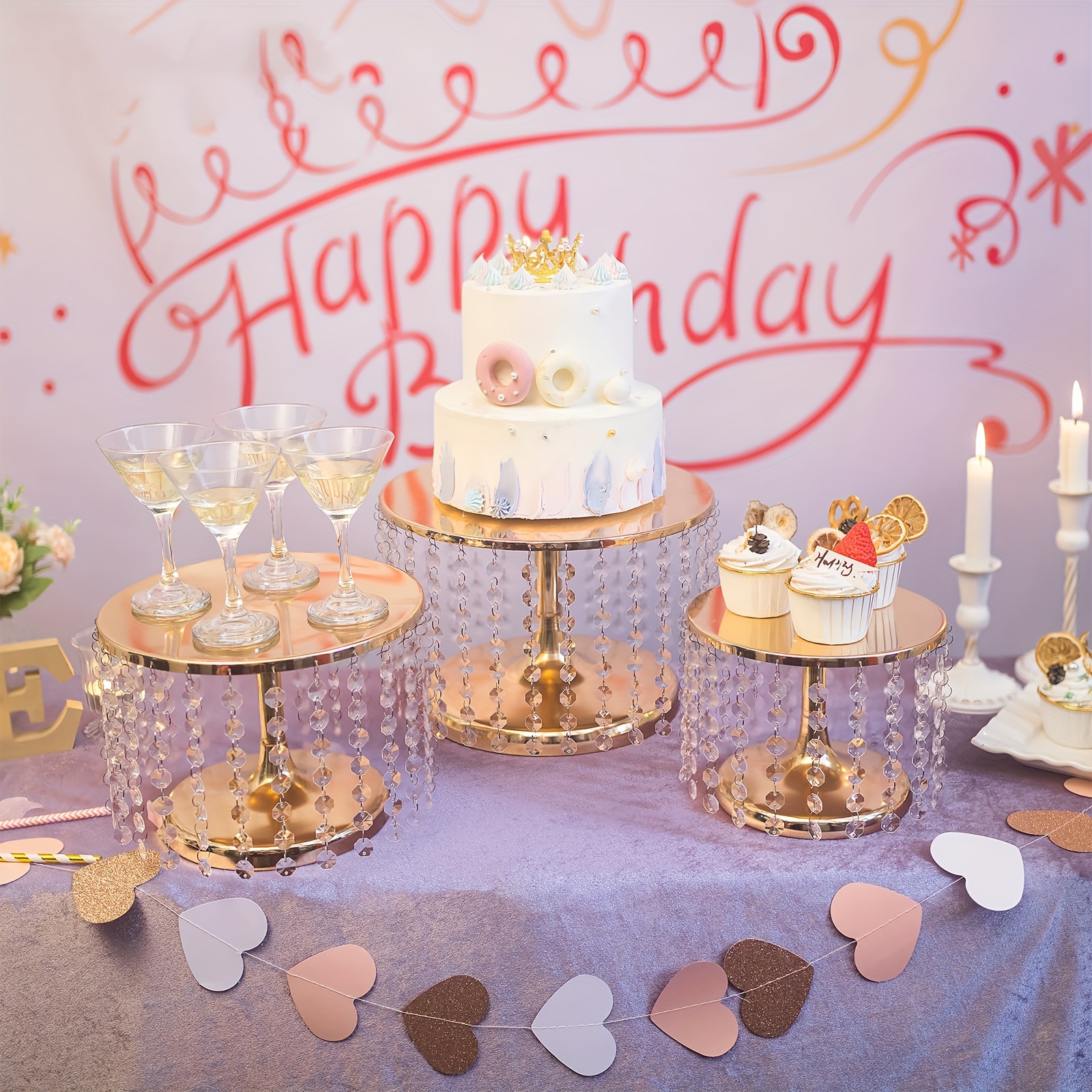  Soporte redondo dorado para tartas, 10 pulgadas, soporte de  metal para fiestas, postres, para boda, cumpleaños, celebración, baby  shower : Hogar y Cocina