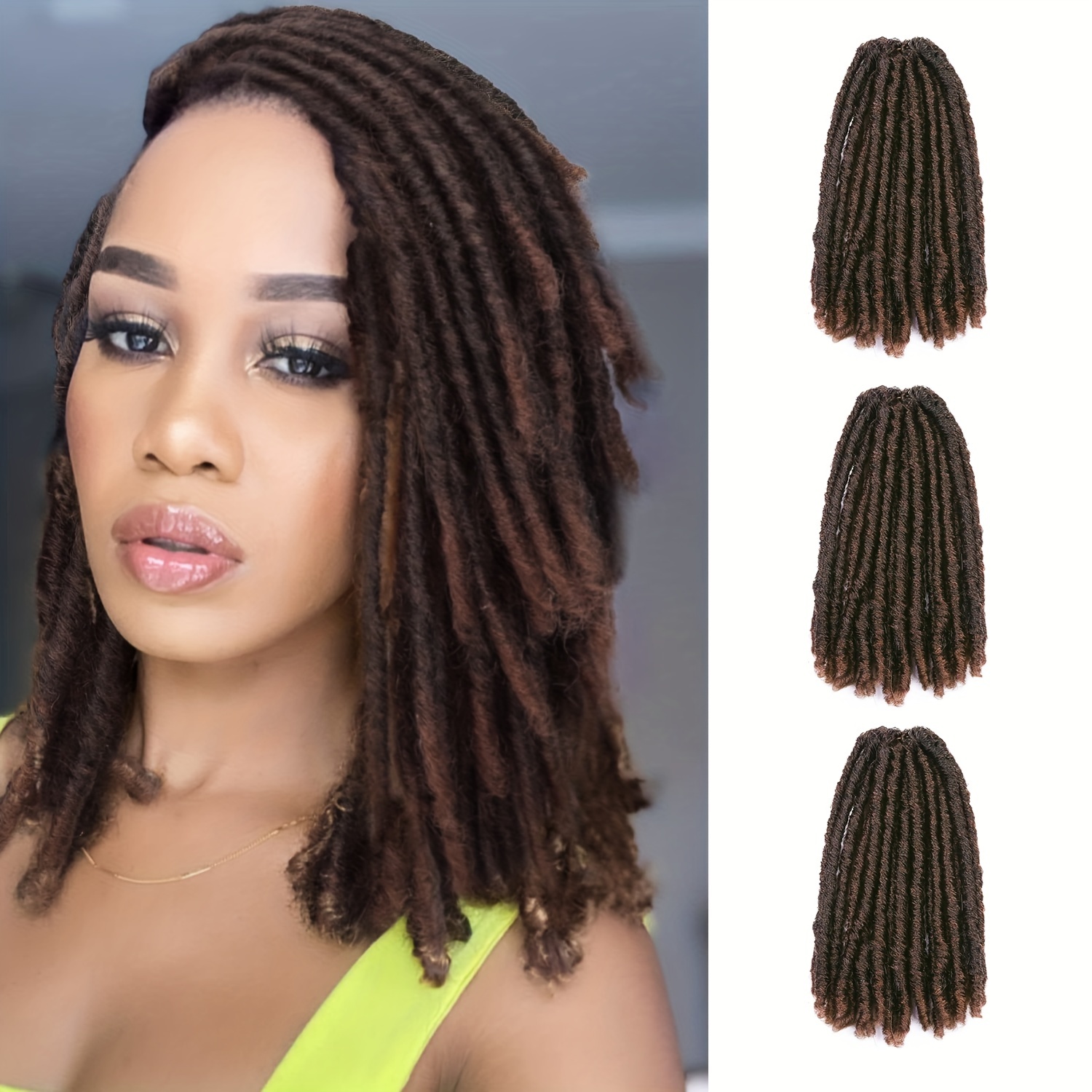 Short Dreadlock Locs Crochet Hair Women 60 Strands Ombre - Temu