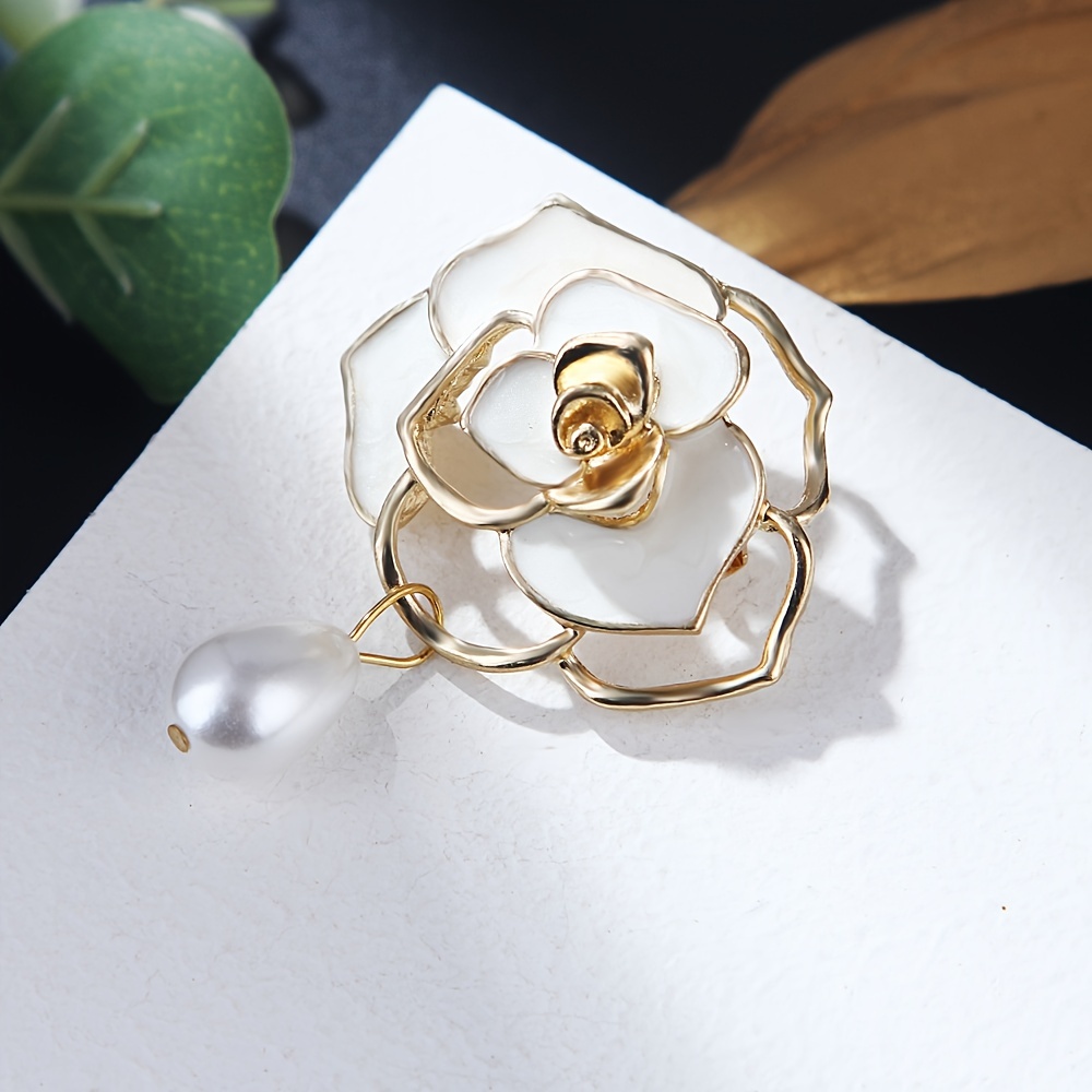 Elegant Camellia Flower Brooch Pin With Simulated Pearl Pendant - Perfect  Gift For Women And Girls - Fashionable Costume Accessory For Dress,  Clothes, Scarf, Hat, Backpacks, And Purse Decoration - Temu