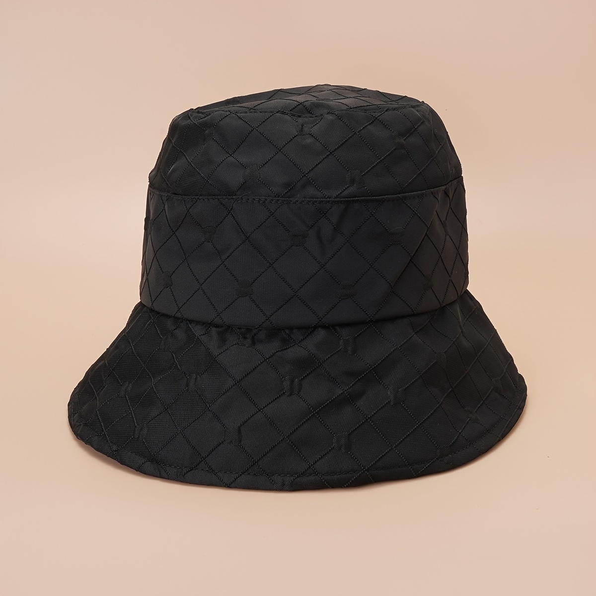 Plaid Embossed Bucket Hat Solid Color Trendy Casual Basin Hat