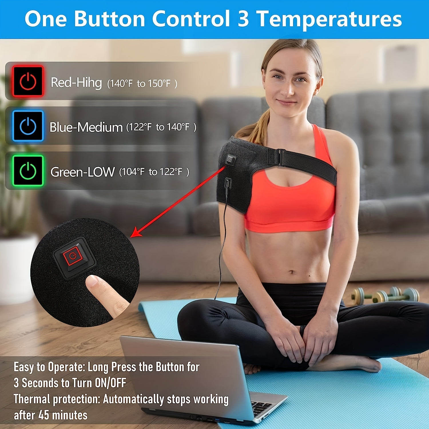 Adjustable Electric Heating Vibration Shoulder Massager For Men And Women -  Heated Pads