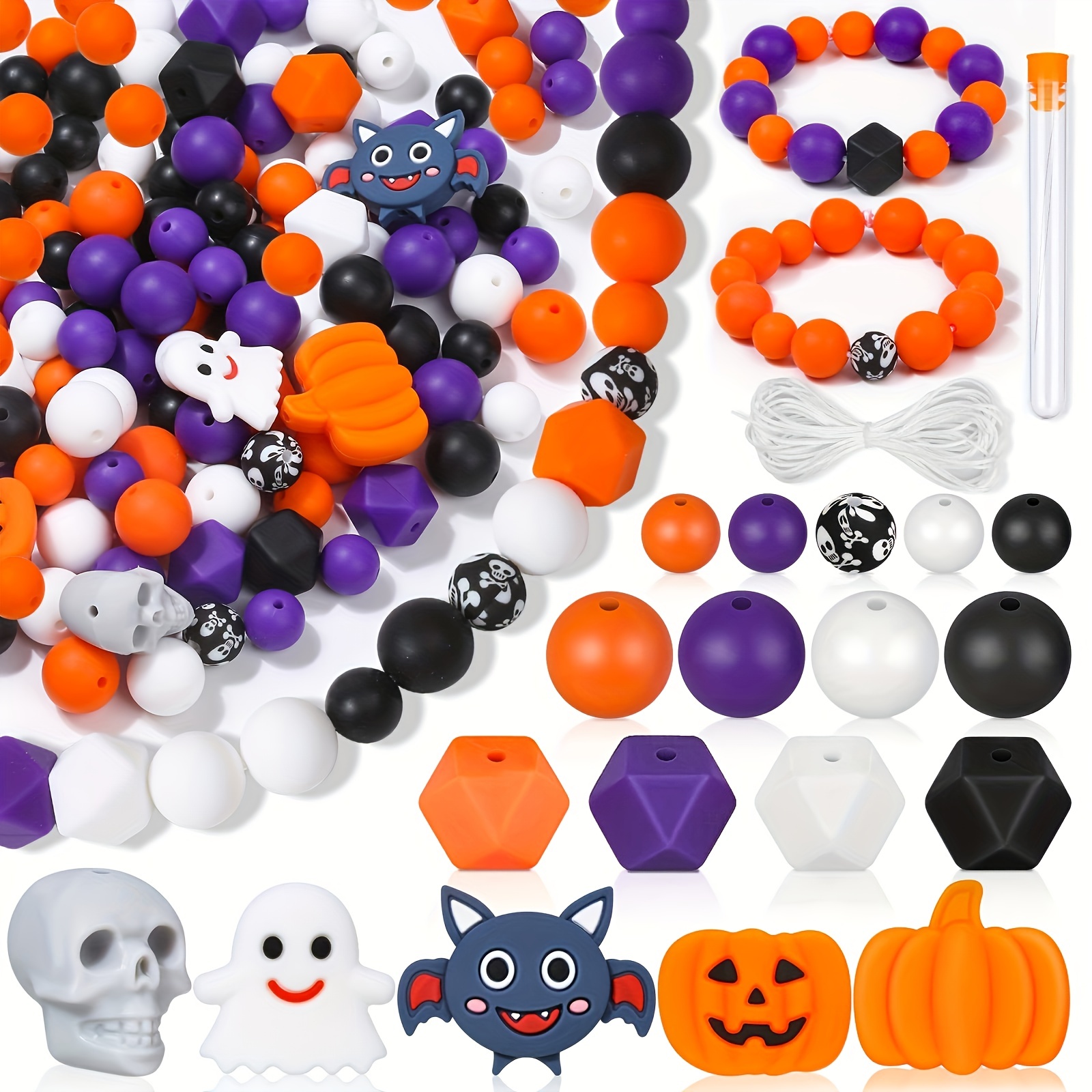 Halloween Silicone Beads Circular Silicone Beads Pumpkin - Temu