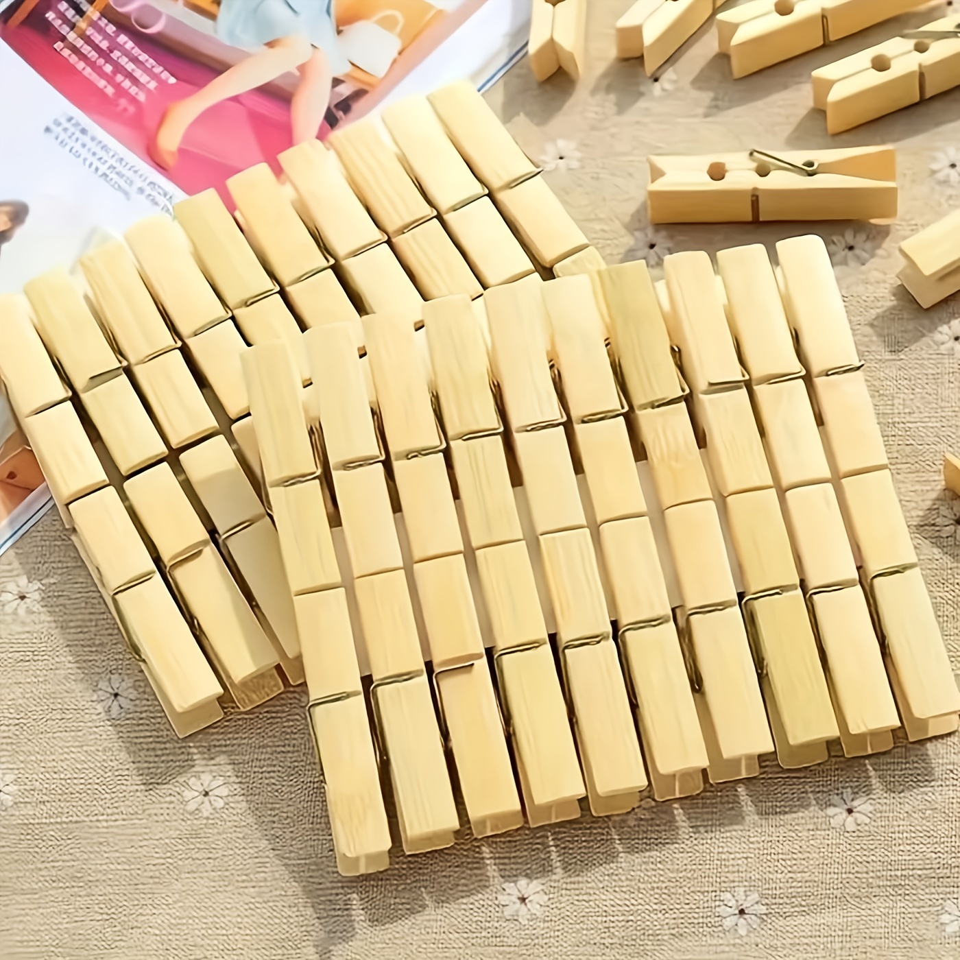 20Pcs Natural Bamboo Clothes Peg Wooden Socks Bed Sheet Wind-Proof Pins  Clothespins Craft Clips Household Tools Home Accessories