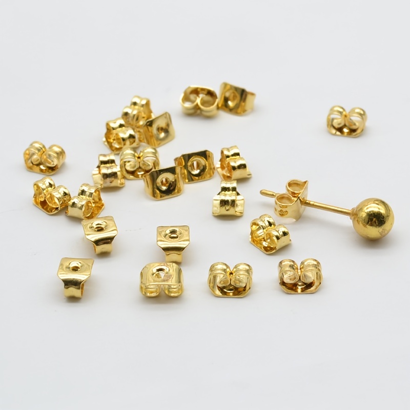 100pcs/Lot High Quality Stainless Steel Gold Plated Earring Back