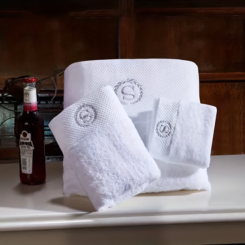 White Cotton Embroidery Towel Set, Soft Hand Towel Bath Towel, Absorbent  Towels For Bathroom Hotel, Bathroom Supplies - Temu