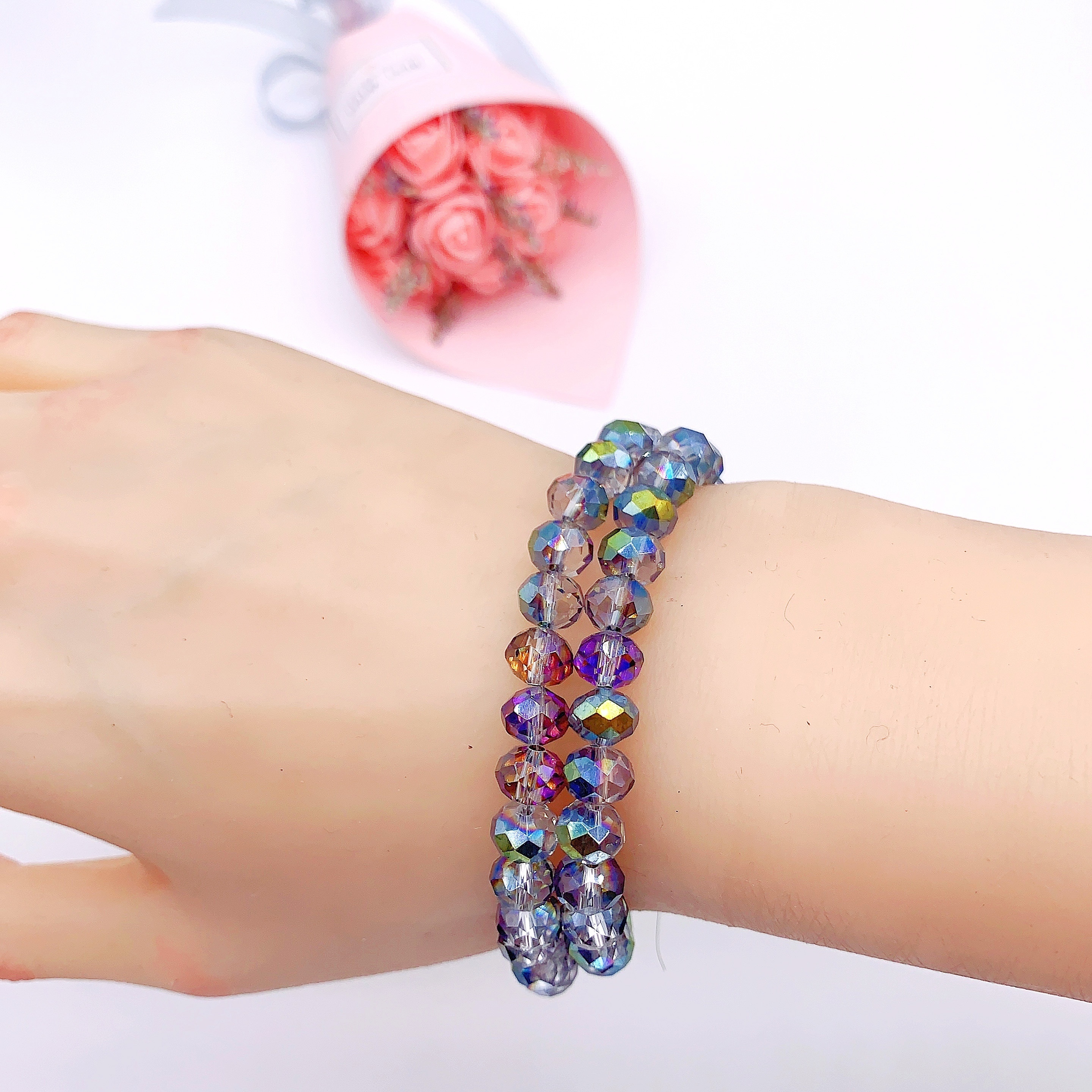 Mulutoo 242 Pieces Crack Beads Lighting Glass Crystal Acrylic Round Spacer  Crack Beads Handmade Bracelet Beads Bulk Summer Beaded Friendship Bracelet