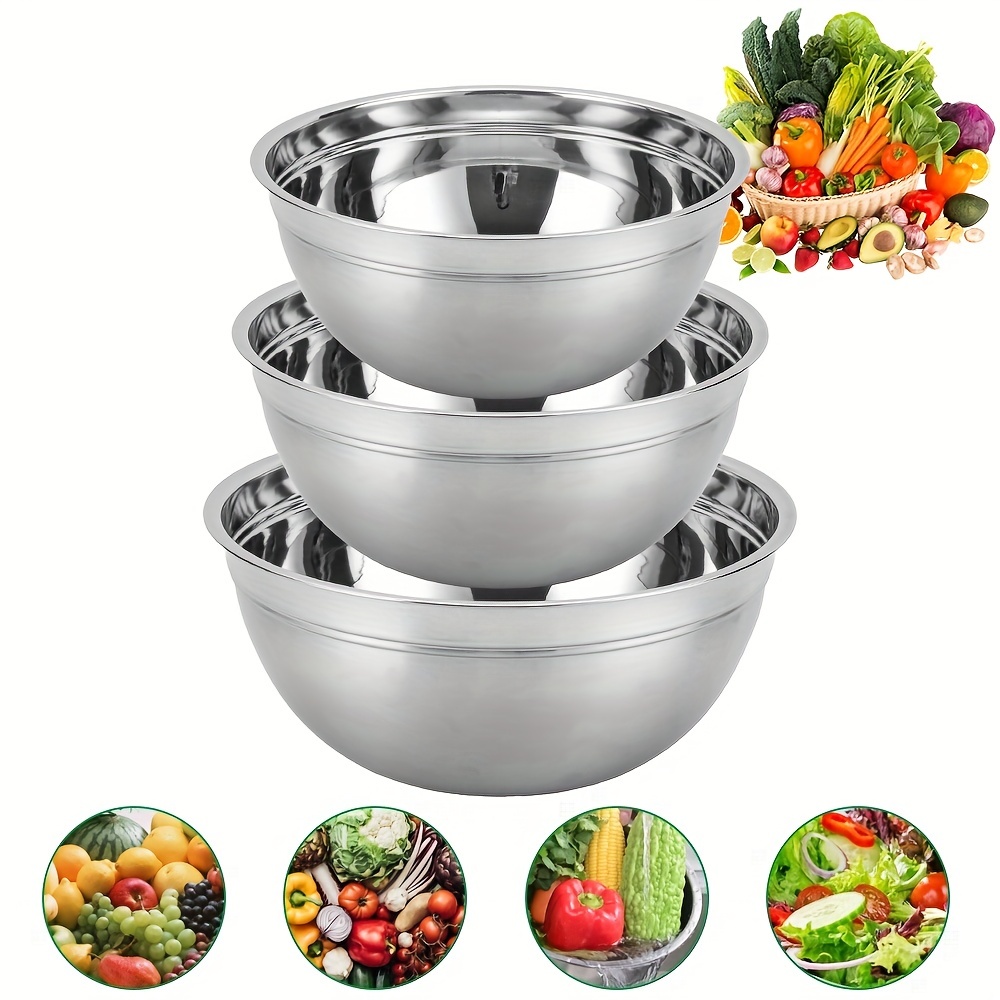 1pc, Hammered Pattern Mixing Bowl, Stainless Steel Thickened Salad Mixing  Bowl, For Food Storage, Meal Prep, Salad And More, Kitchen Gadgets, Kitchen