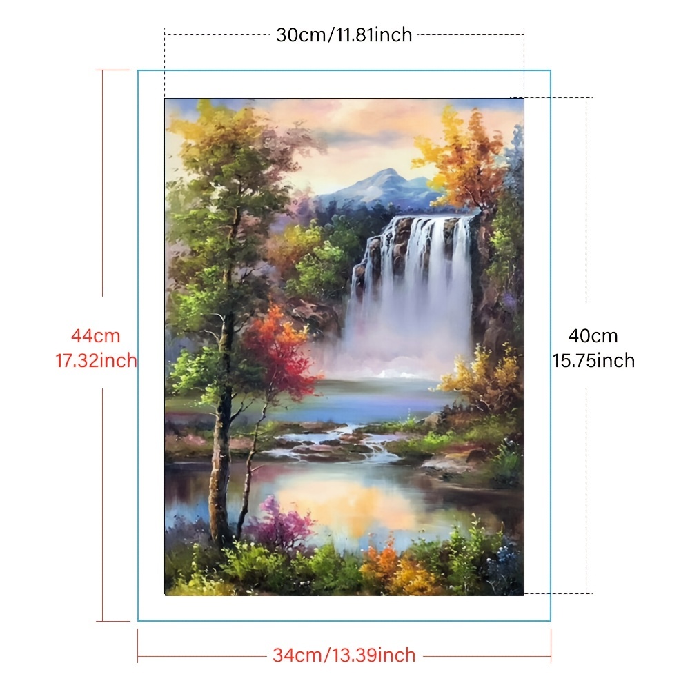 Full Square Diamond Canvas Waterfall Landscape Home - Temu