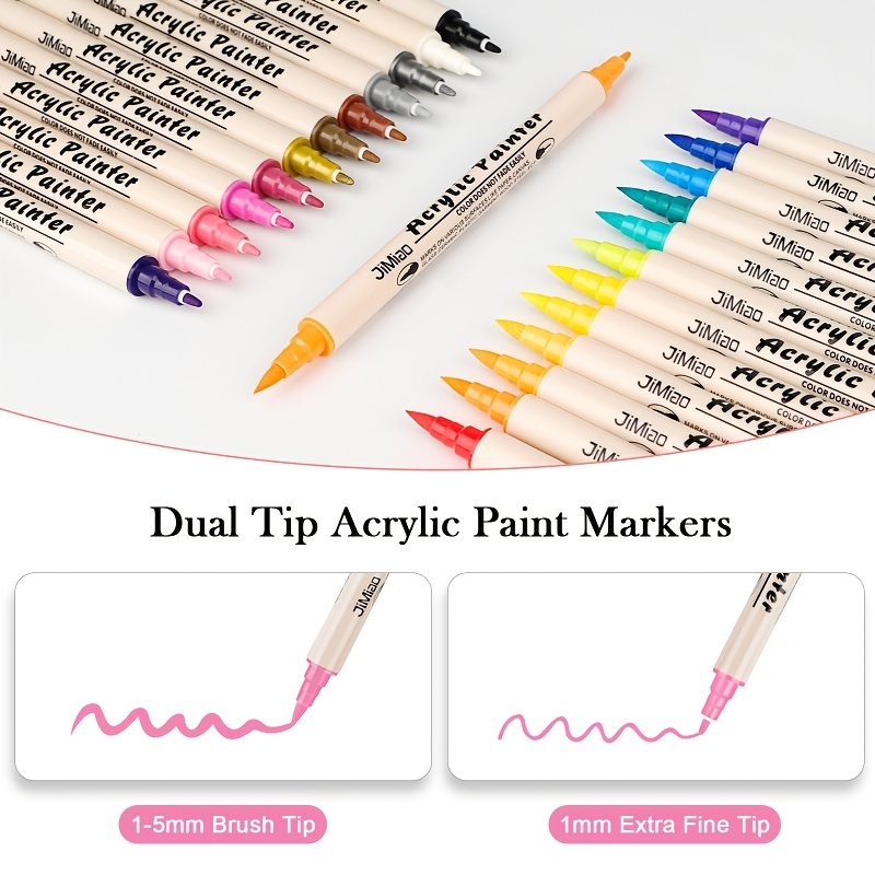Acrylic Paint Pens for Rock Painting, 36 Colors set Brush Tip Fine