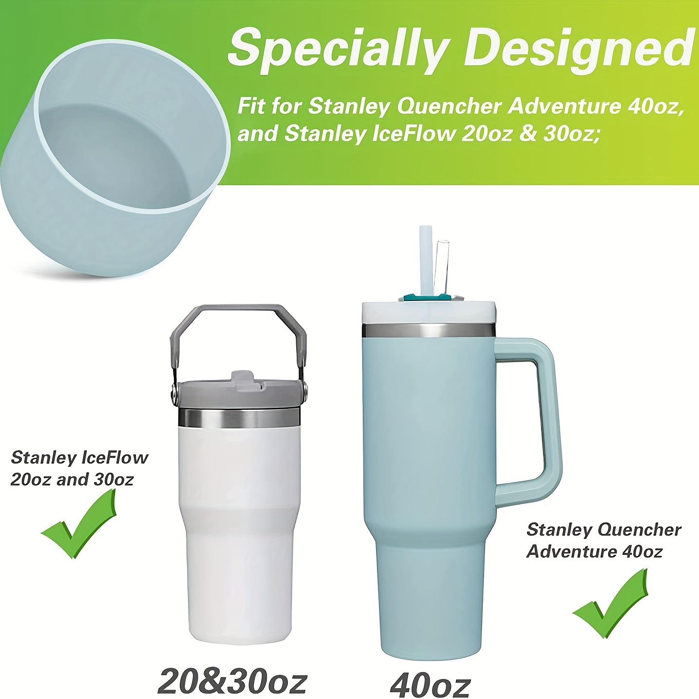 QIANHAI Silicone Boots for Sport Water Bottle Accessories - Fits Stanley  Adventure Quencher Tumbler 40oz & IceFlow 20 30oz Hydro Flask YETI Rambler