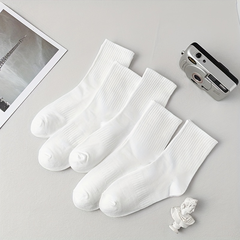 5 Pairs Solid Socks for Women Comfy & Breathable Stockings