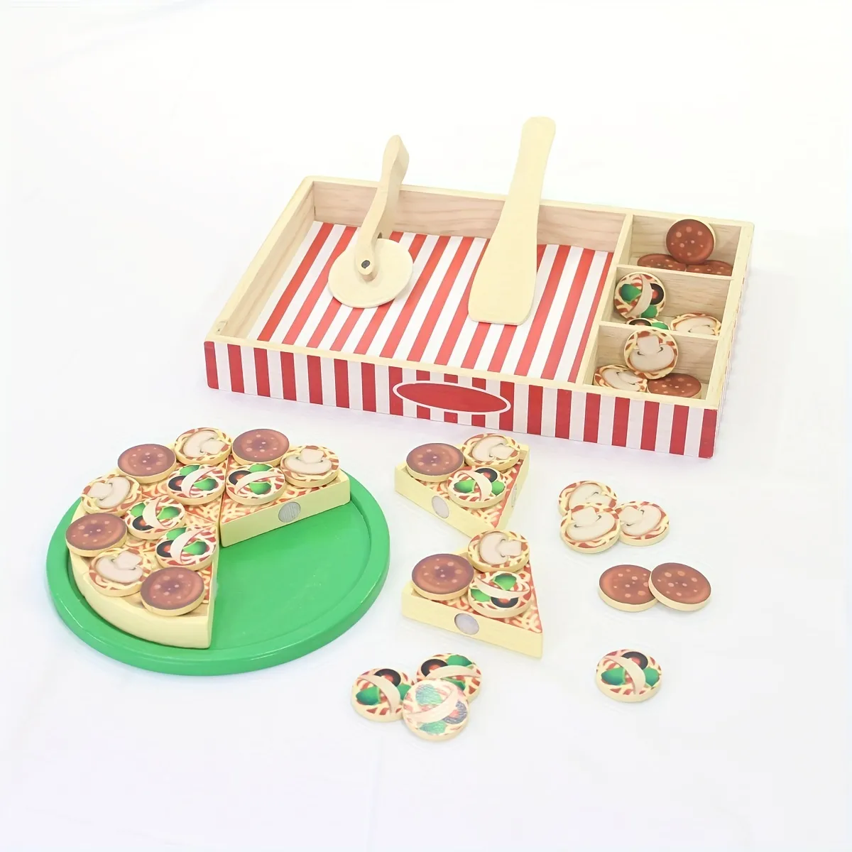 Wooden Pizza Play Food Set With 36 Toppings - Pretend Food And Pizza  Cutter/ Toy For Kids Ages 3+ - Temu Cyprus