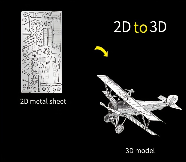 Stainless Steel Metal Glue Free 3d Diy Puzzle: Newport 17 Fighter Plane  Aircraft Model——educational Toys, Desktop Decorations, Birthday Gift  Christmas Gift Temu Japan