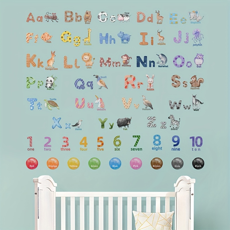 Number Wall Decals Children Number Stickers Alphabet ABC Wall