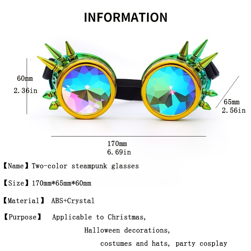 Colorful Steampunk Kaleidoscope Goggles Cosplay Glasses