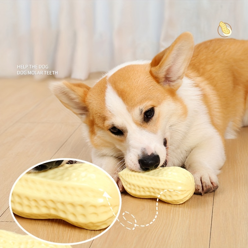 1pc Peanut Shaped Dog Toy With Milk And Peanut Flavor, Durable, With Sound  For Biting And Grinding Teeth