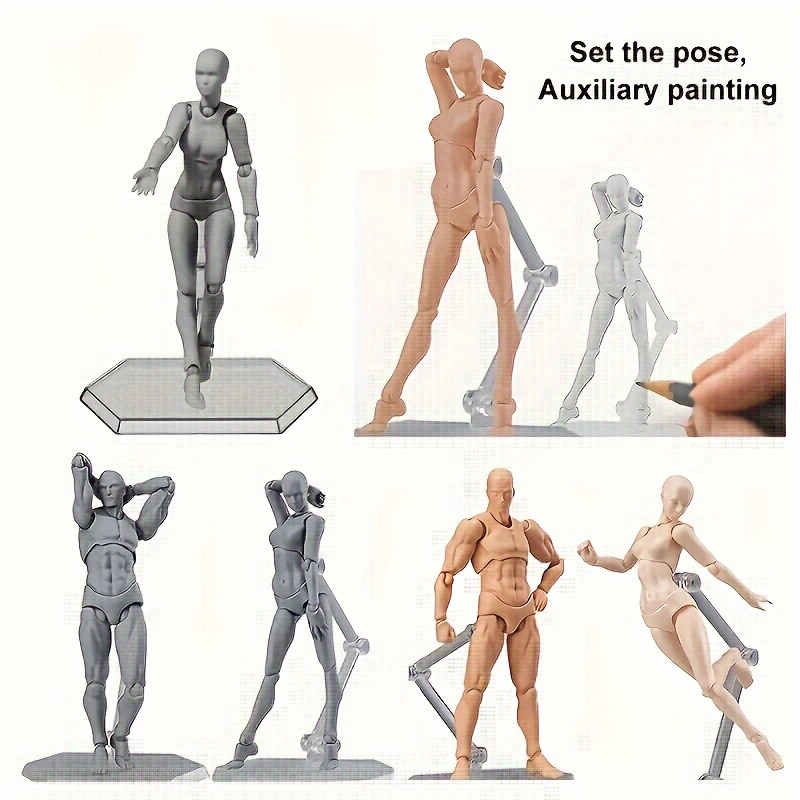 Artists Manikin Blockhead Jointed Mannequin Drawing Figures,figure Model  For Sketching, Painting, Drawing, Artist Male+female Set Orange Colored  Versi