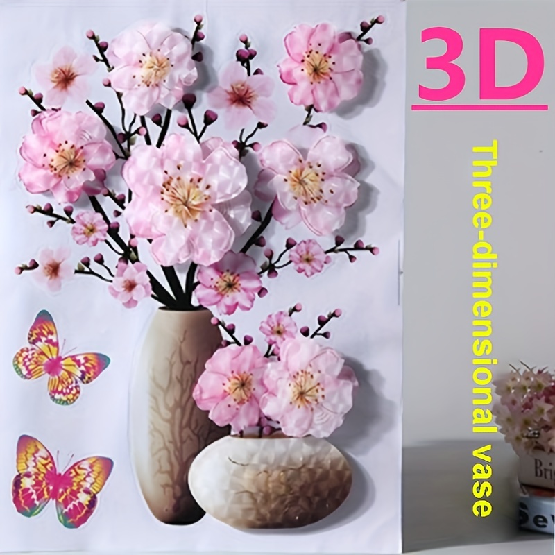 3 Adesivi Parete Vasi Fiori Finti 3d Adesivi Murali - Temu Italy