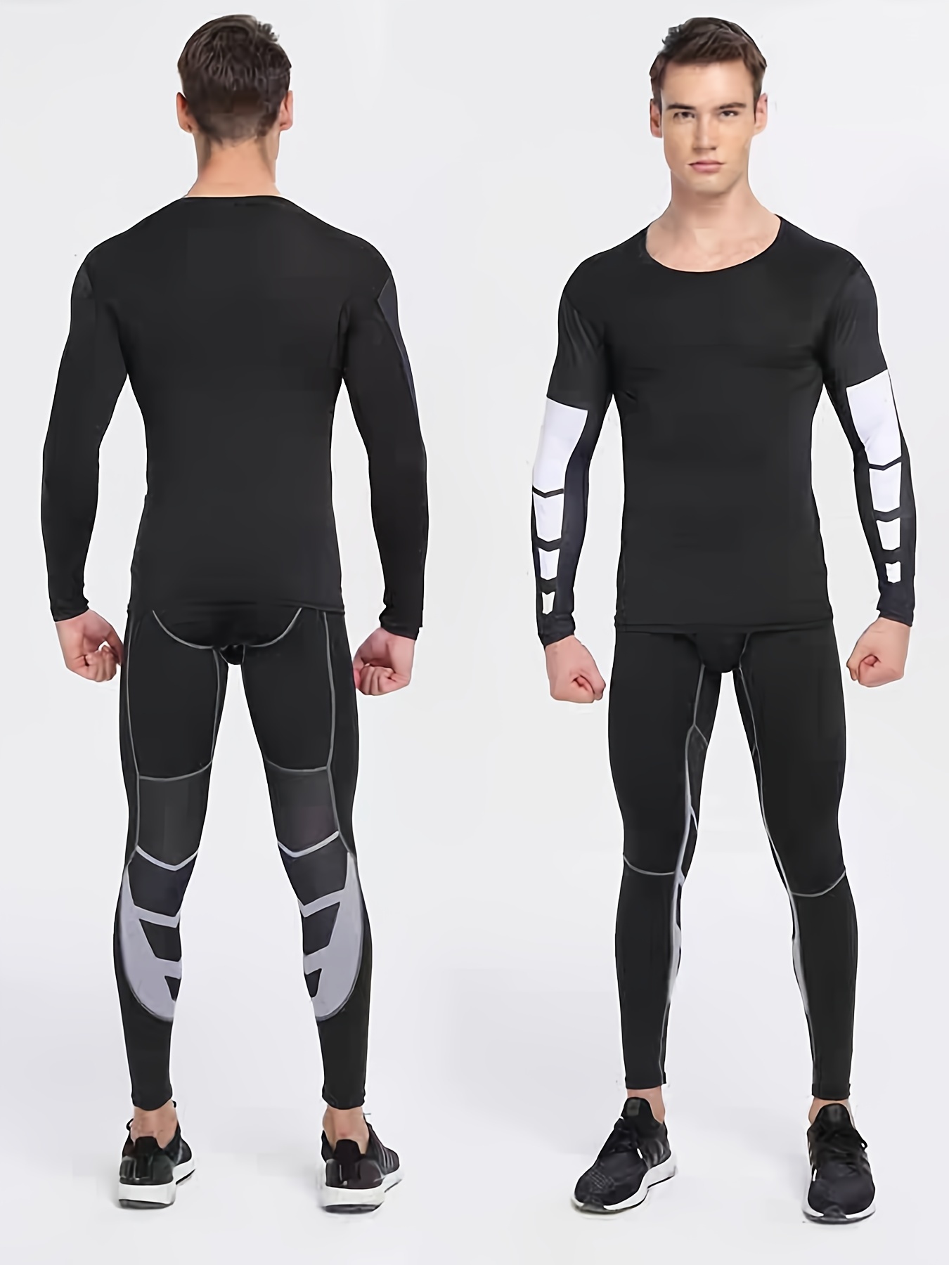 Two Piece Set Compression Shirts Men Quick Dry Tight Sleeves