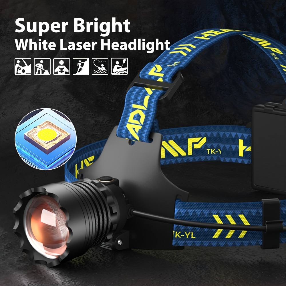 Linterna frontal potente XHP360 18650, lámpara LED recargable USB para  cabeza, 4 modos, linterna frontal de