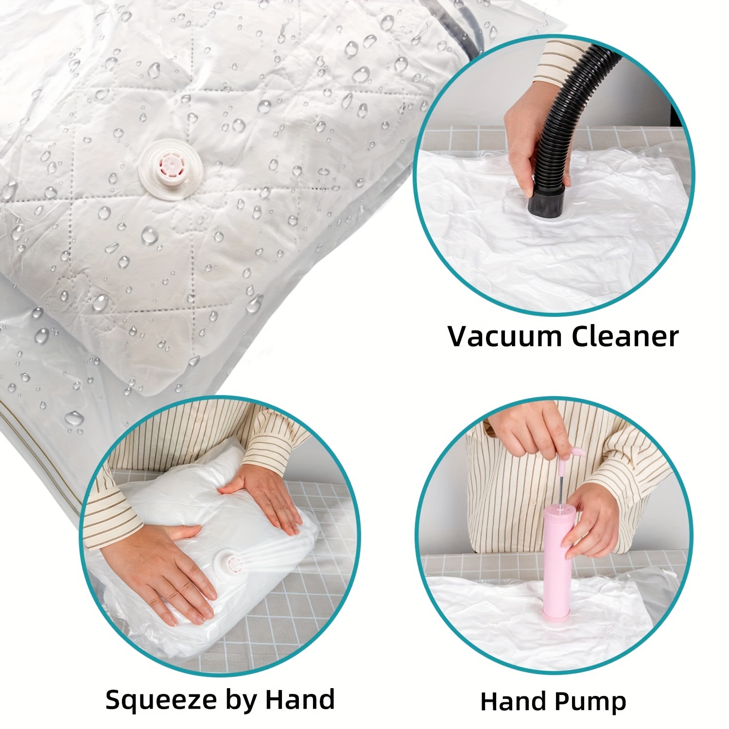 7pcs/set Vacuum Manual Air Pump Compression Storage Bags For Clothes,  Bedding