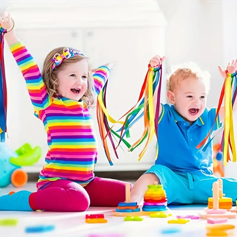 Waldorf Hand Kite Set Rainbow Ribbon Baby Sensory Toys - Temu