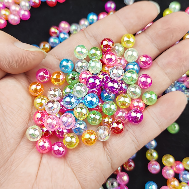 Mixed transparent pearly faceted 6mm plastic beads for jewelry making