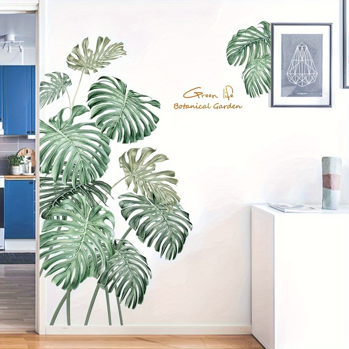 2 Feuilles Grand Sticker Mural Feuille Monstera Feuilles - Temu Belgium