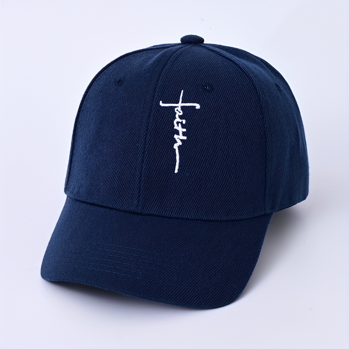 Faith Cross Embroidery Baseball Baseball Hat, Dad Hats Trendy Candy Color Sun Hats Lightweight Adjustable Dad Hat for Women & Men,Temu