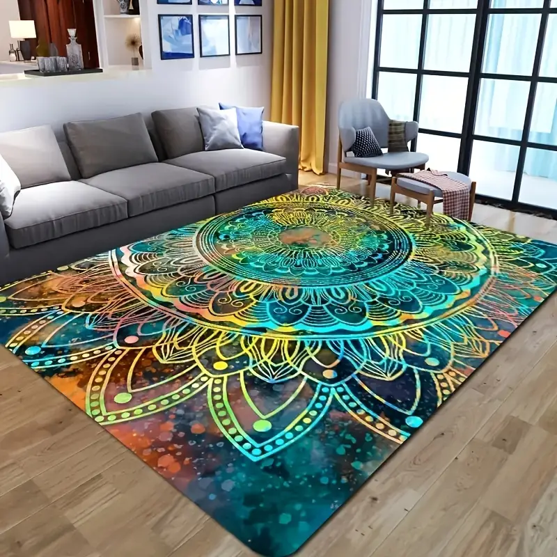 Mandala Pattern Rug Modern Polyester Floor Mat Home Decor Temu